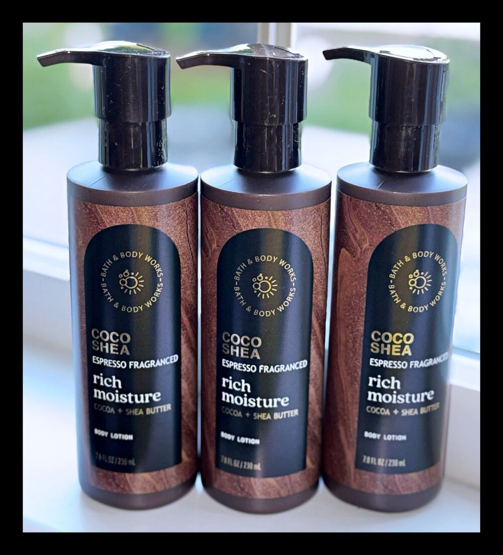 Bath & Body Works Coco Shea Rich Moisture Espresso 7.8 oz Body Lotion x3